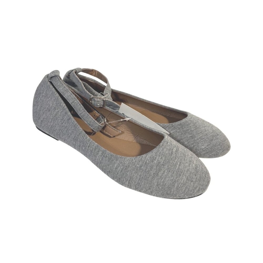 Epicstep Ballet Flats With Ankle Strap Women's 9‎ Grey Soft Fabric Balletcore